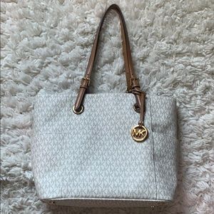 Michael Kors off-white, gold, and tan tote!